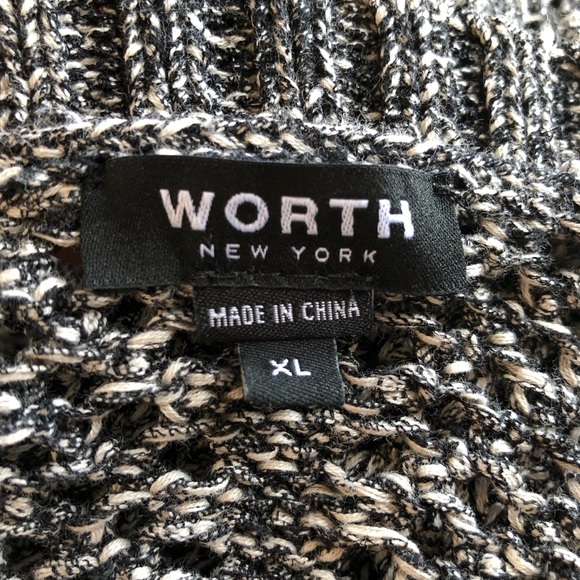 ⭐️ WORTH Open Weave Knit Open front Cardigan Black & White Size: EXTRA LARGE - Picture 7 of 13